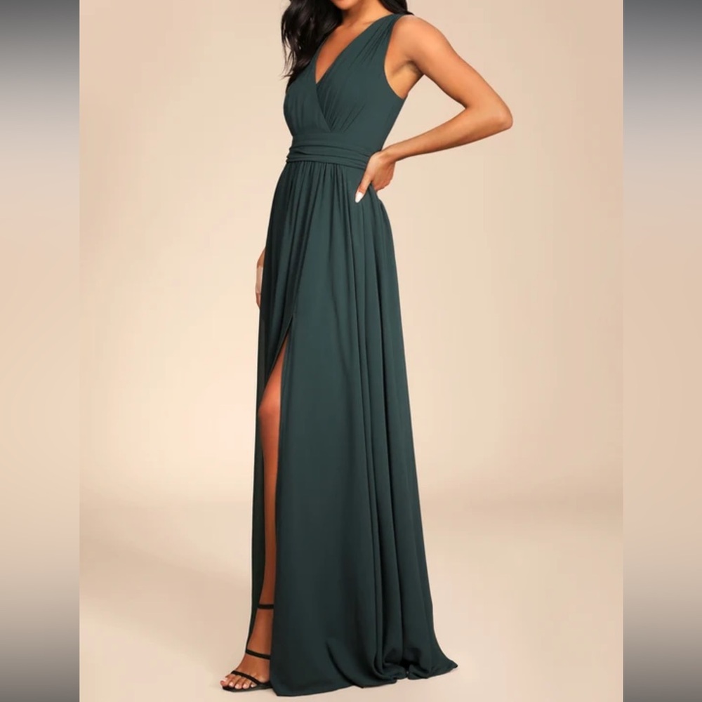 Lulus Thoughts of Hue Emerald Green Surplice Maxi Dress XL New with Tags